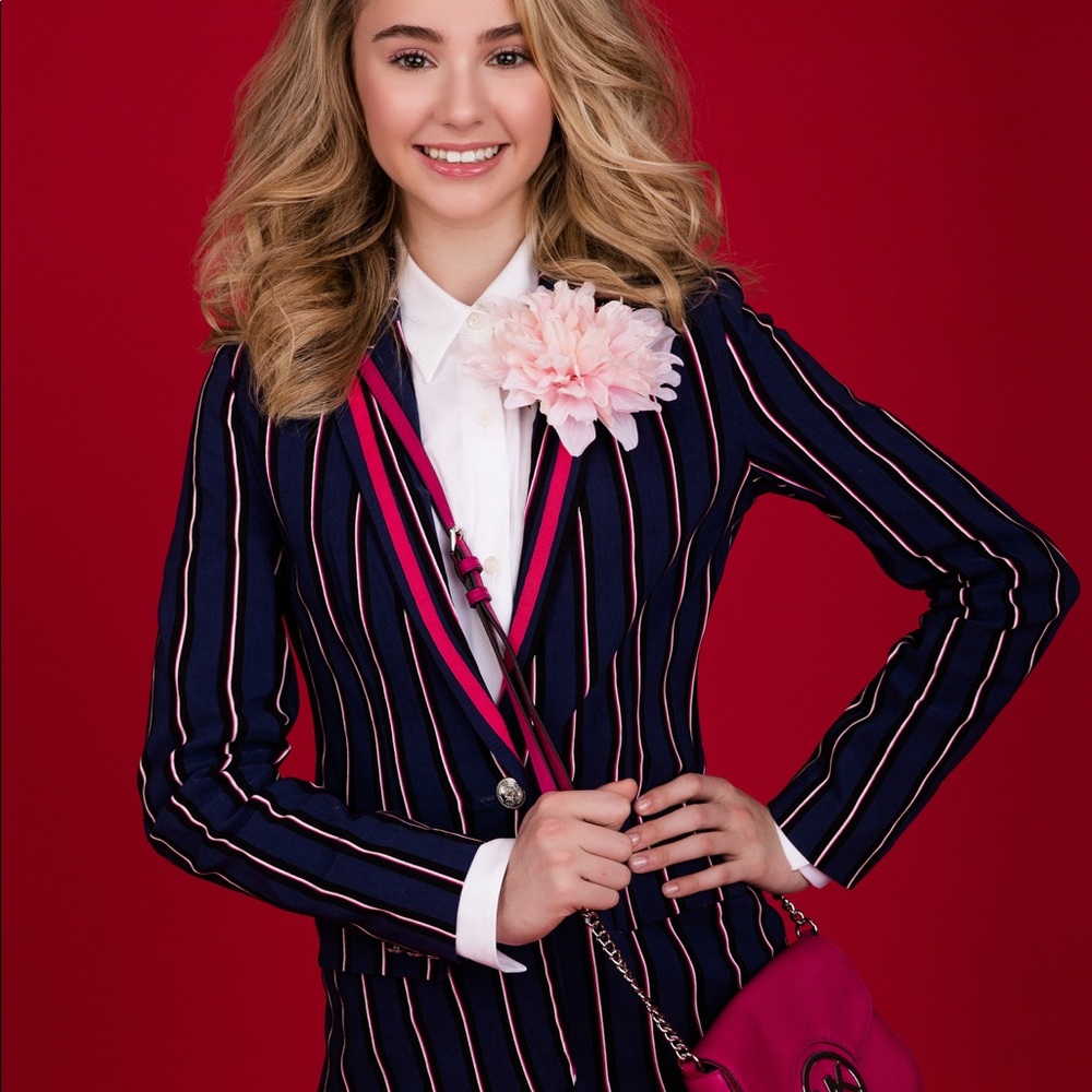 Blue & Pink Pin Stripe Suit
